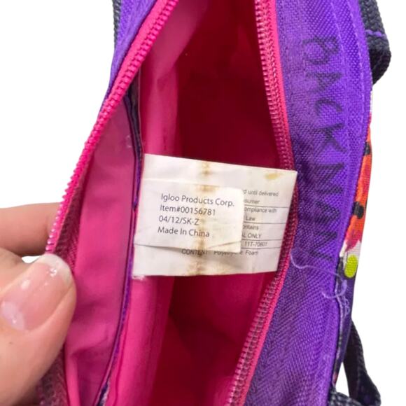 Igloo Floral Lunch Tote Bag Purple Insulated Zip Top Cooler Travel Carry Case - Picture 8 of 12